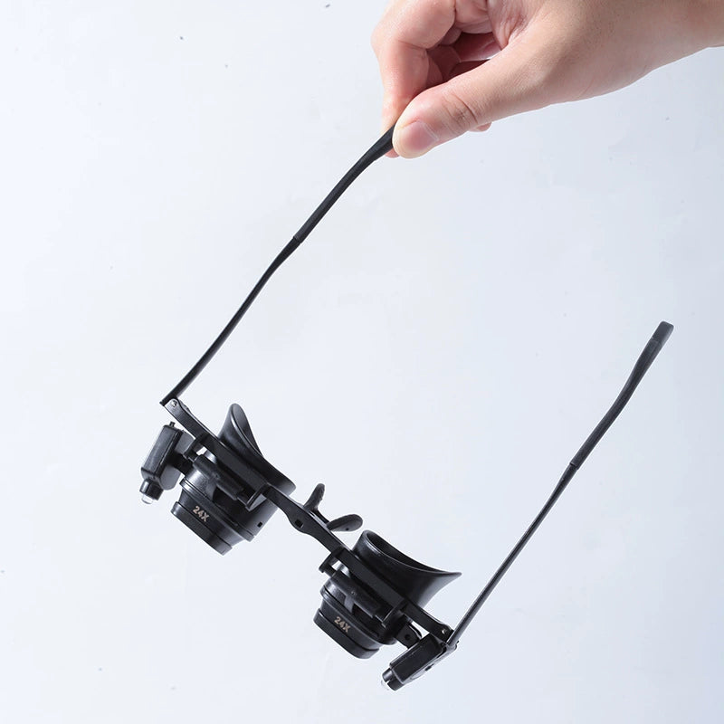 24X LED Head-Worn Magnifier Glasses for Watch Repair Soldering Electronics