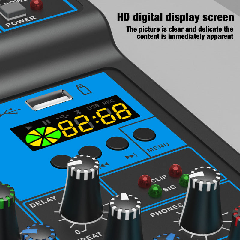 4-Channel Bluetooth Mixing Console with DSP Reverb for Karaoke Recording