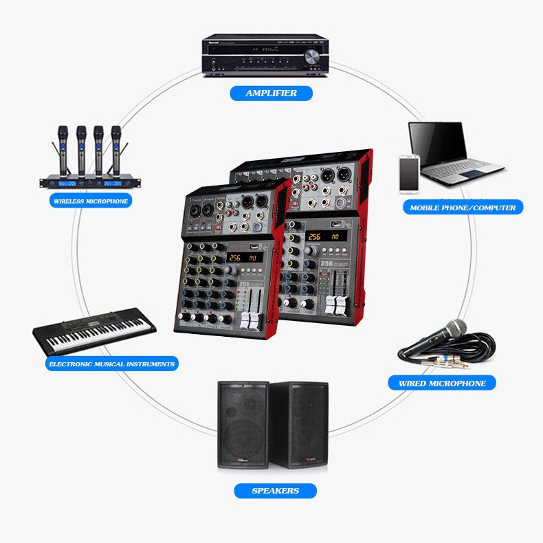 MG-4 MG-6 Professional 4/6-Channel Mixing Console with DSP Reverb Bluetooth USB