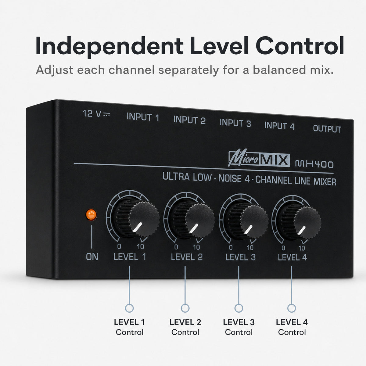 MX400 4-Channel Mini Line Mixer with Independent Level Control