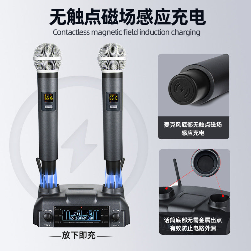 CD-02 UHF Wireless Microphone System 1-to-2 with Charging Base