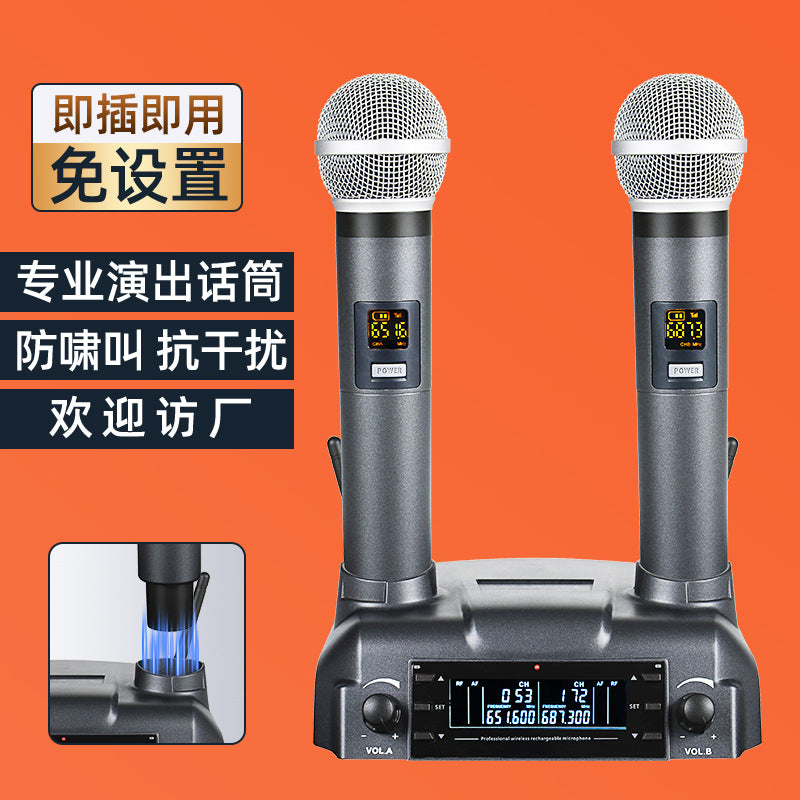 CD-02 UHF Wireless Microphone System 1-to-2 with Charging Base