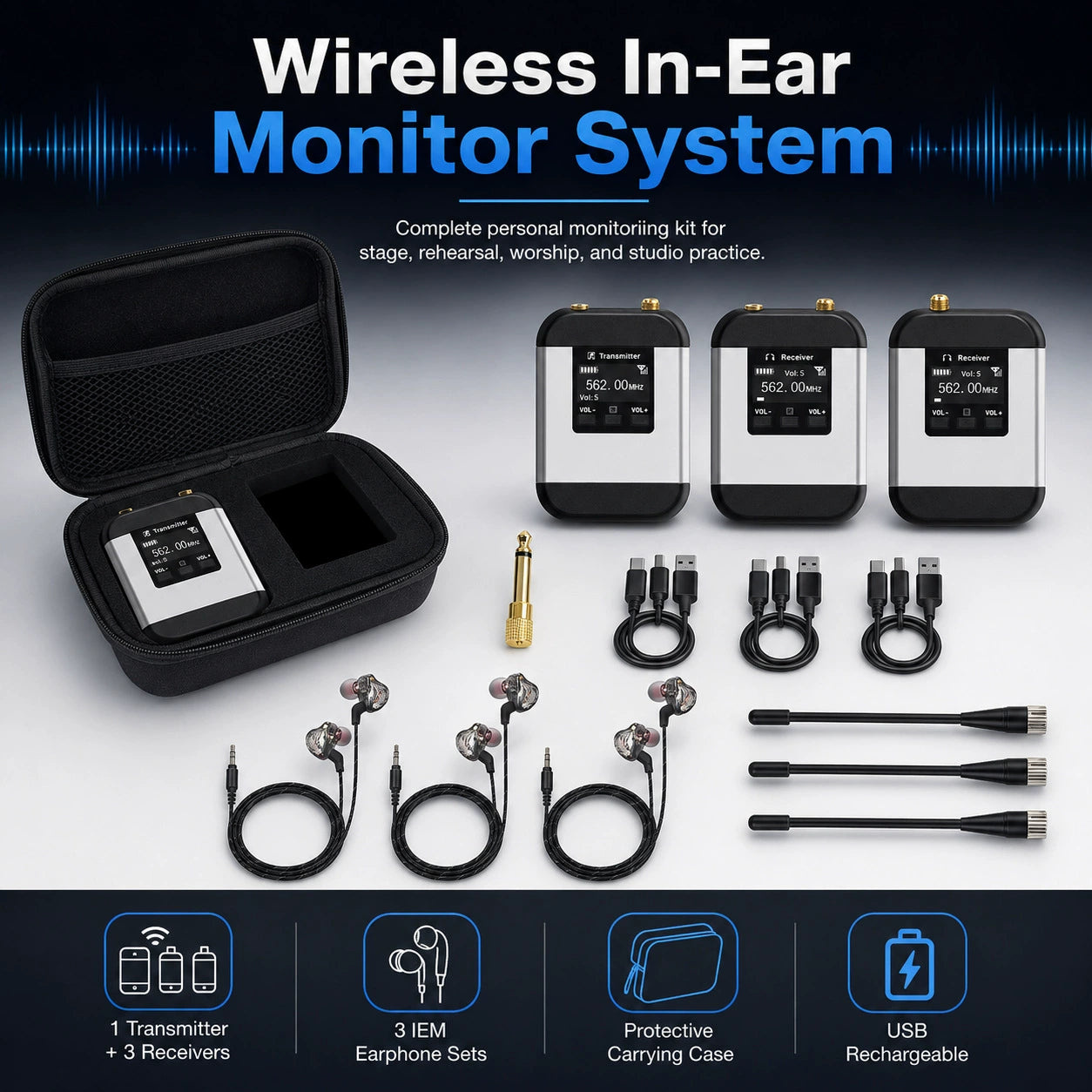Wireless In-Ear Monitor System 3-Receiver