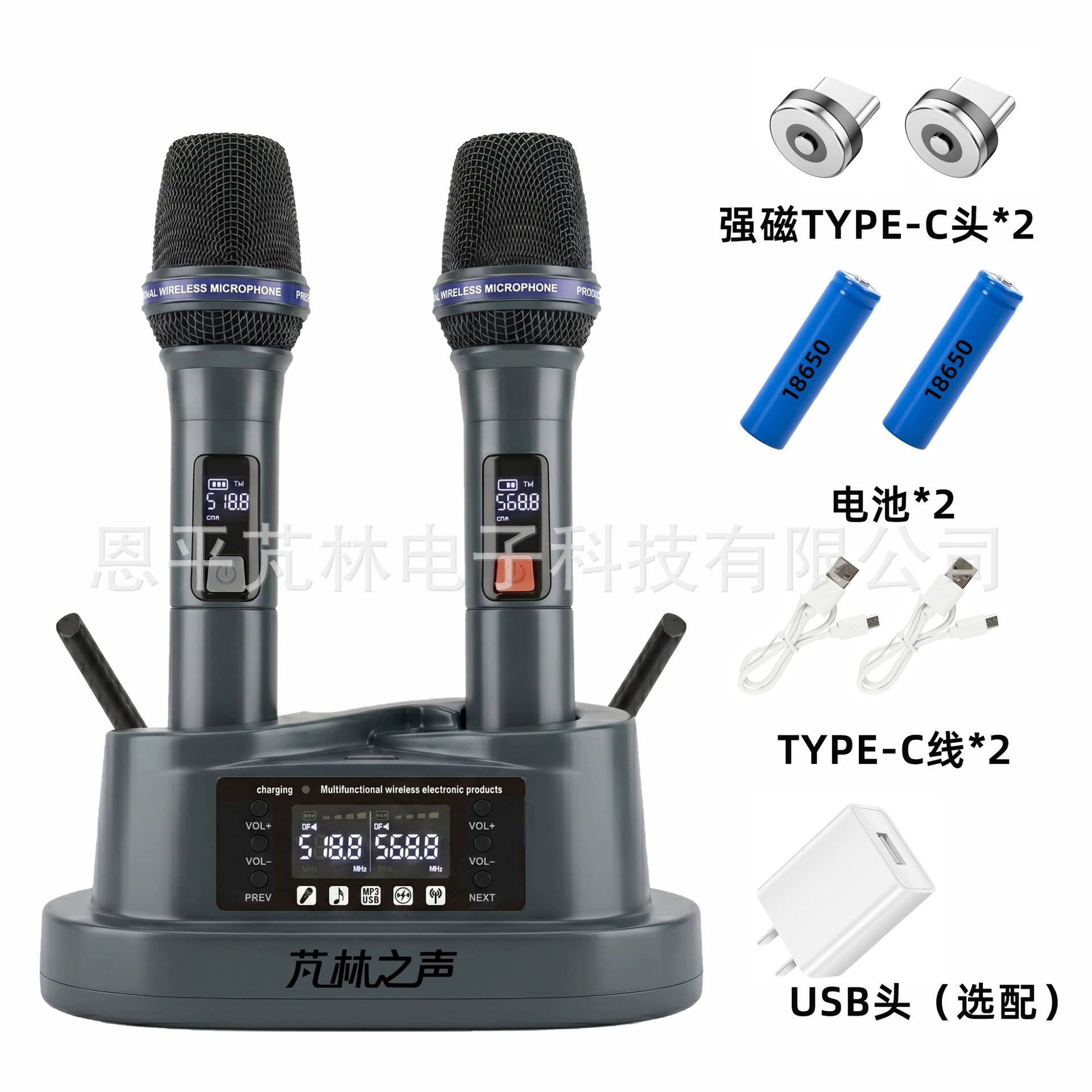 PM-1688 Dual Channel Wireless Dynamic Microphone System for Karaoke & Stage