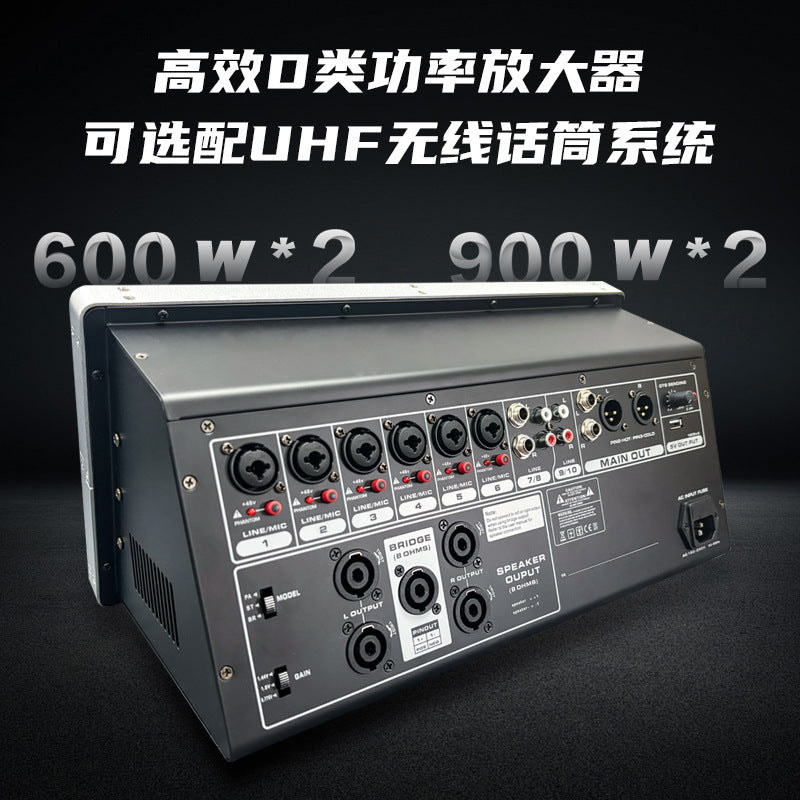 DM10 Professional 8-Channel Stage Mixer Amplifier - Wedding & Meeting Sound Console