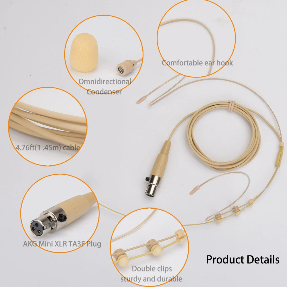 Skin-Tone Dual Ear Headset Mic 4-Pin Mini XLR AKG