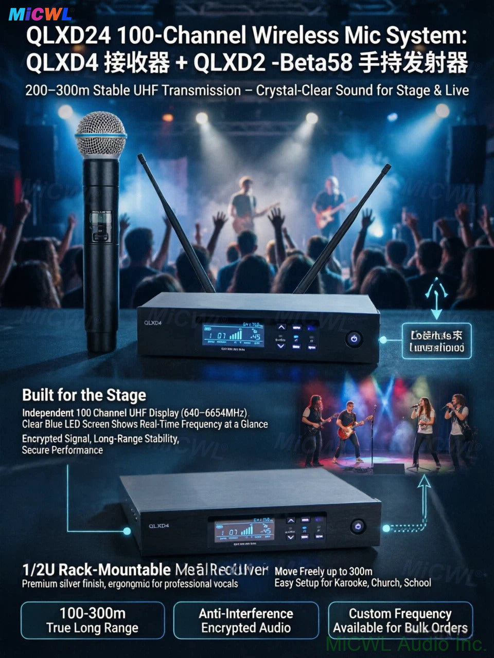 QLXD24-Beta58 Wireless Microphone System with Extra QLXD1 Bodypack Transmitter Kits