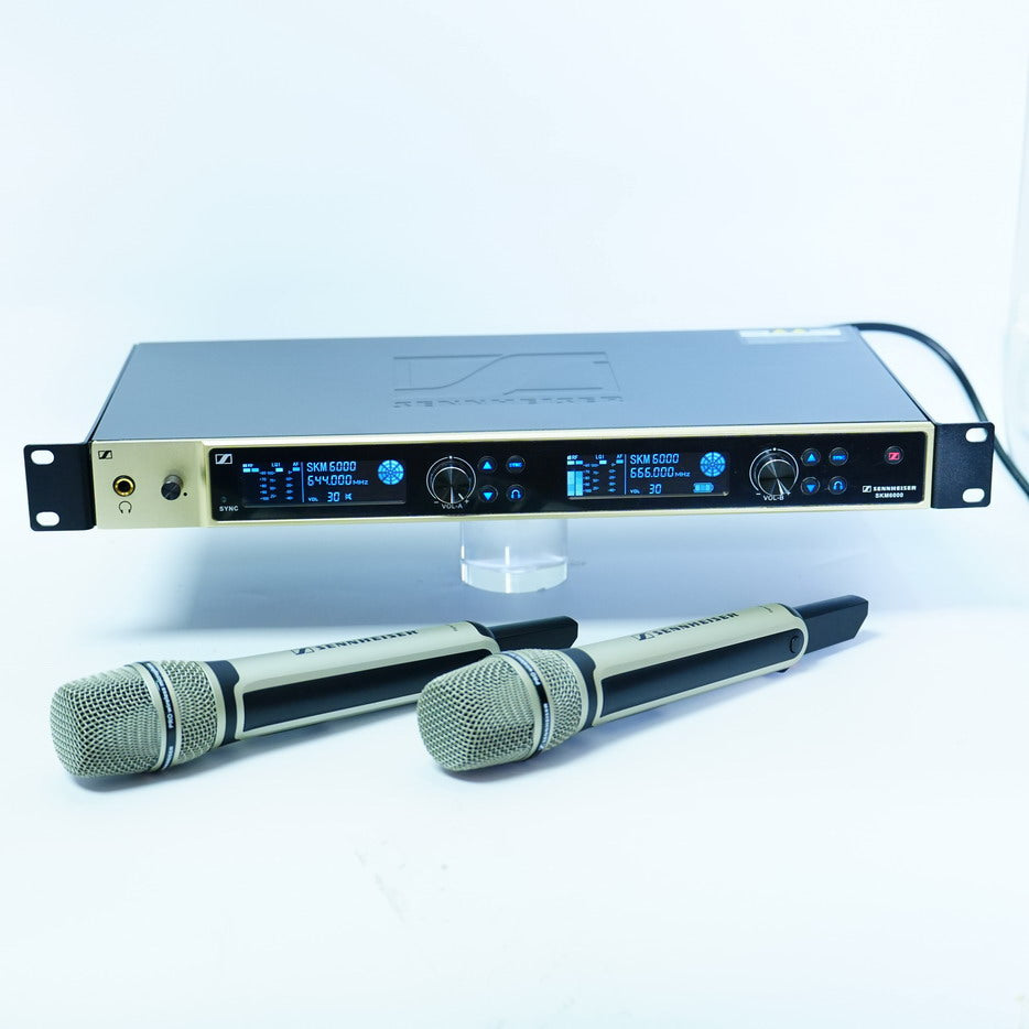 EW6000 Dual-Channel Digital Wireless Microphone System – SKM6000 Receiver + 2× SKM9000 Handheld Mics, 300 Channels, True Diversity