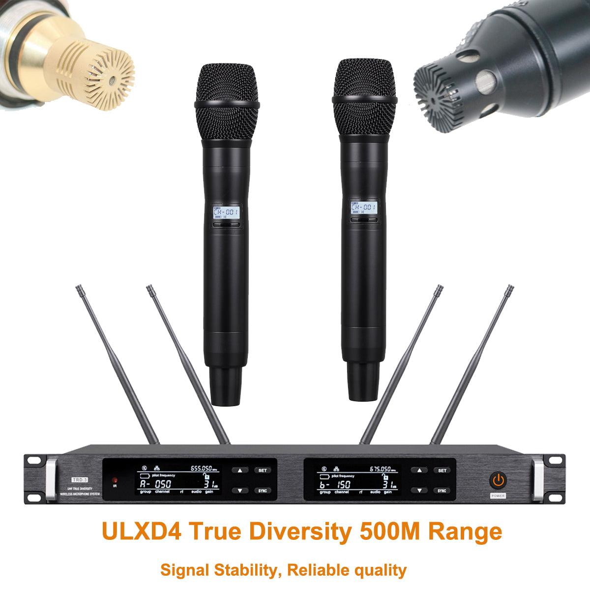 Super Technology AD4D Dual Channel Wireless KSM9 Gold Condenser Microphone Stage Performance DJ Karaoke Digital Mic System - MiCWL Audio Inc