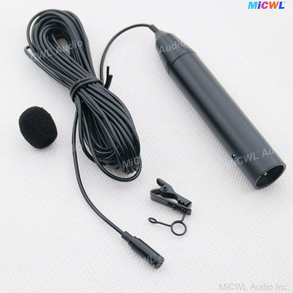 Professional HM501 XLR Lavalier Microphone with Phantom Power 3-Pin Tie Clip Lapel Mic for Interviews, Presentations, Podcasting & Broadcast Black