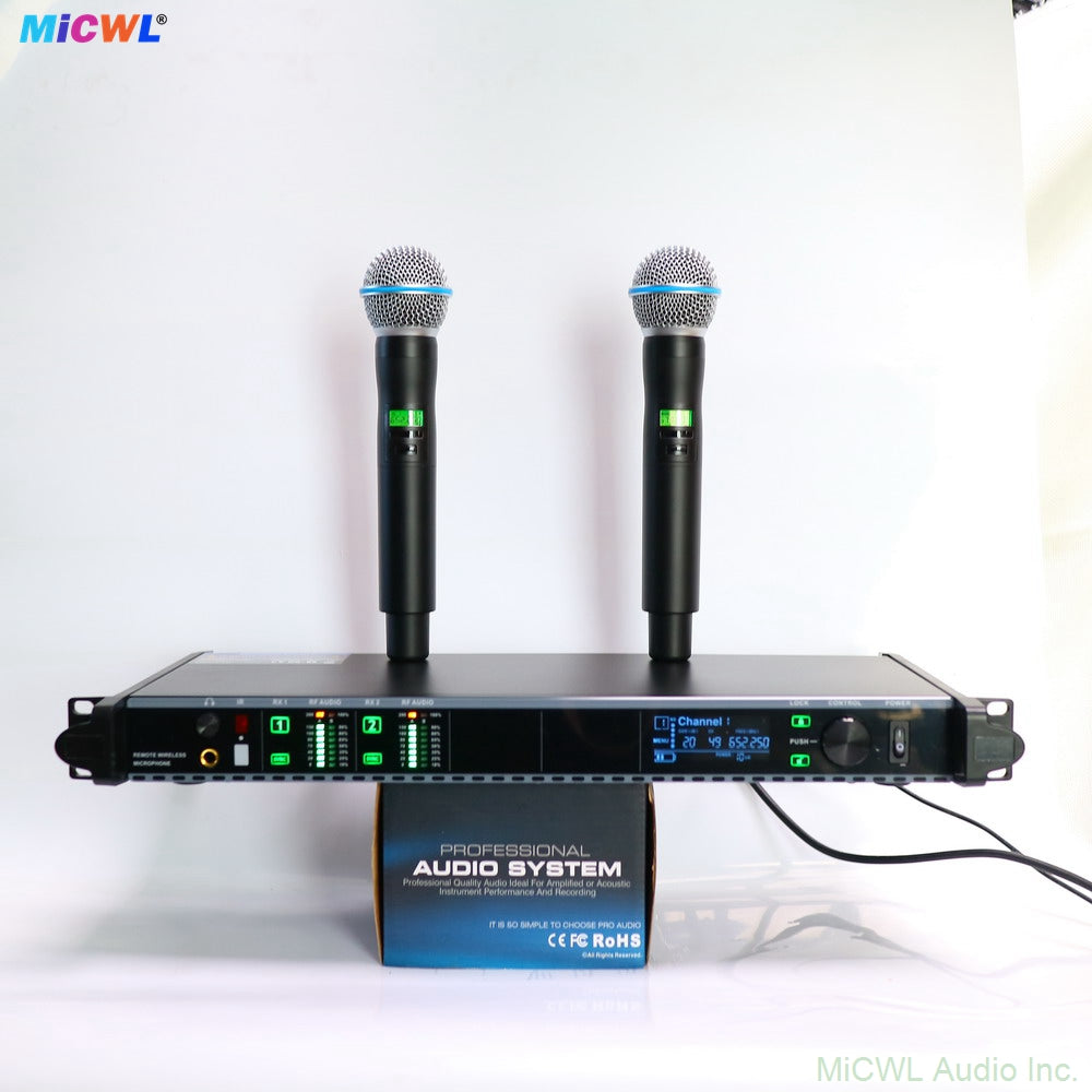 AD4D Dual-Channel UHF Digital Wireless Microphone System with 2x Beta 58 Metal Handhelds - Rack Mount