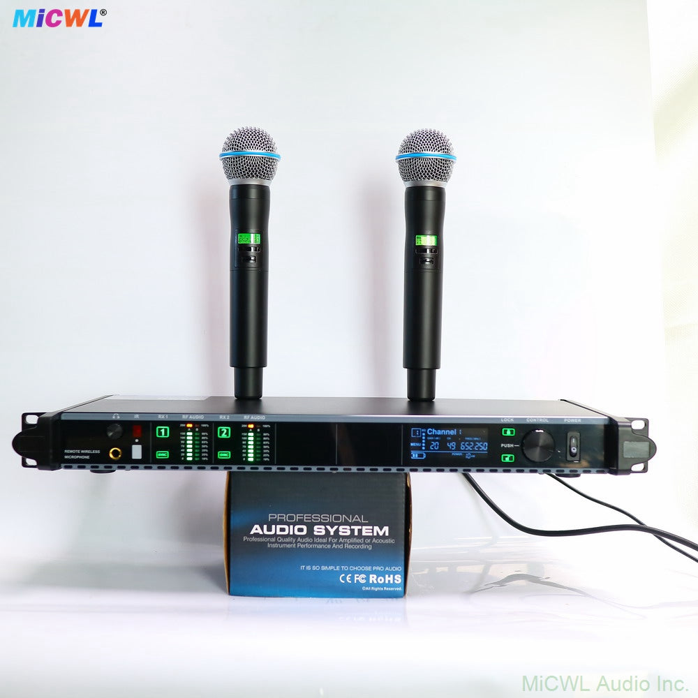 AD4D Dual-Channel UHF Digital Wireless Microphone System with 2x Beta 58 Metal Handhelds - Rack Mount