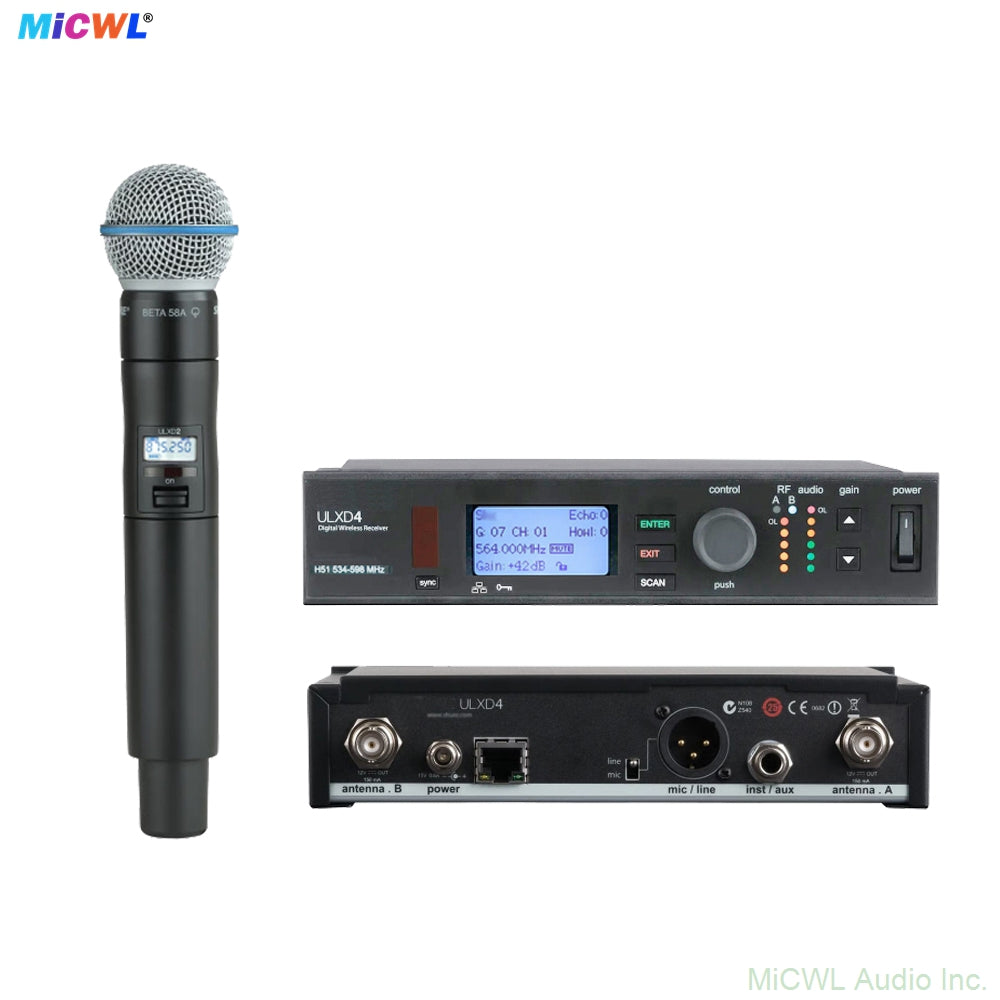 ULXD24/BETA58 Complete Wireless Kit ULXD4 Rack Receiver Beta58 Handheld For Live Sound, Church, Conference