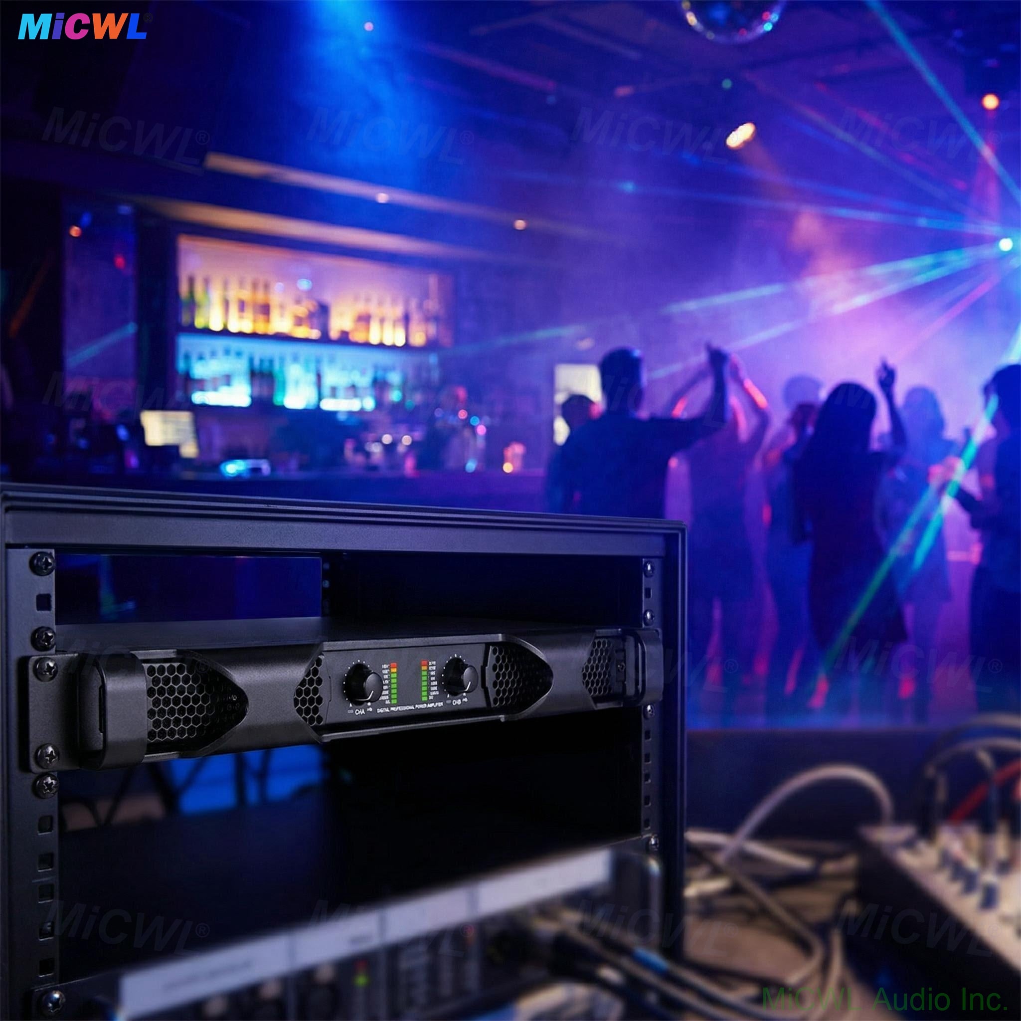 MiCWL 2 Channel 1U Digital Power Amplifier | 4000W Peak, 1800W RMS @4Ω / 1000W RMS @8Ω for Stage, KTV, Bar & Commercial Audio