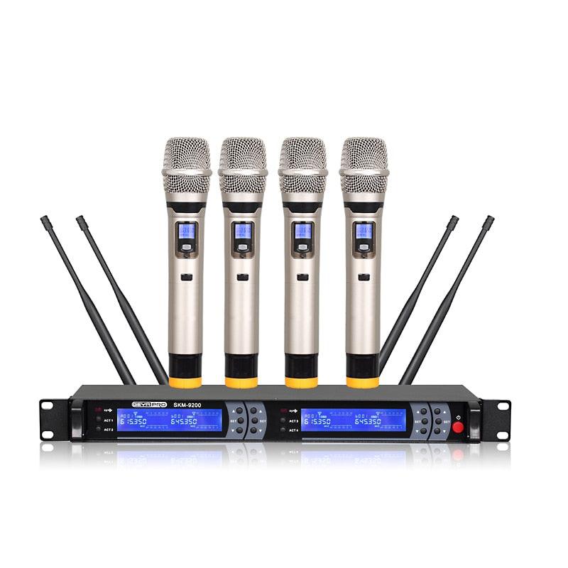 Professional 200 Channel 4 Gooseneck Wireless Microphone System 4 Handheld 4 Headset Lavalier Mic DJ Karaoke Sets - MiCWL Audio Inc
