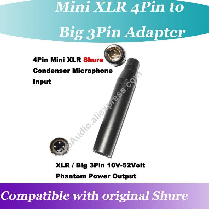 Professional Beta98 Cardioid Condenser Instrument Microphone For Shure TA4F mini 4Pin Studio Mics XLR 3Pin Phantom Power Adapter - MiCWL Audio Inc