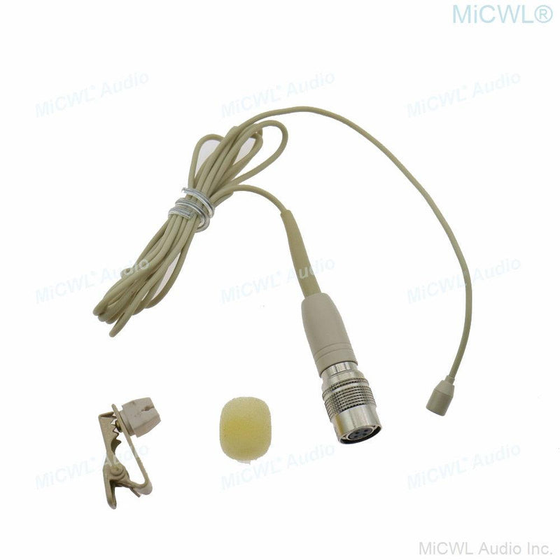 Replaceable Tie Clip Lapel Microphone For AKG Shure Audio-Technica Sennheise MiPro Wireless Beige Omnidirectional Mic Mike Mini - MiCWL Audio Inc