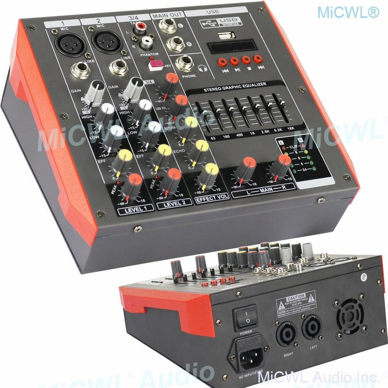 MG4 400W Power Mixer 4 Channel Mixing Console 2x200W Power Amplifier Karaoke Music Live Mixer 2 Channel AMP Bluetooth 48V - MiCWL Audio Inc