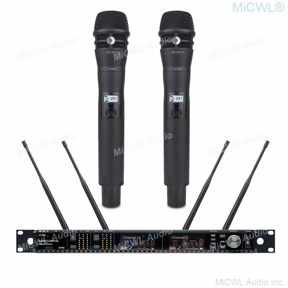 Professional Digital Advanced AD4D True Diversity KSM8 Handheld Wireless DJ Karaoke Microphone System UHF Frequency Adjustable - MiCWL Audio Inc