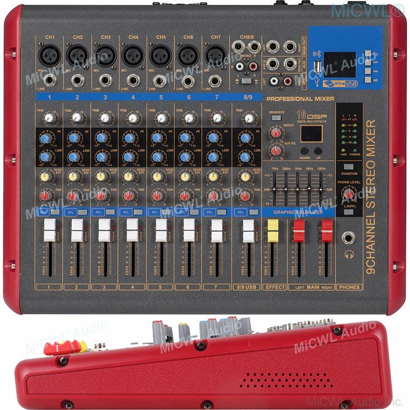 MICWL 9 Channel Live Audio Microphone Mixers Mixing Console De Mixage Consola Stereo Bluetooth XLR 48V Phantom Power Sound Card - MiCWL Audio Inc