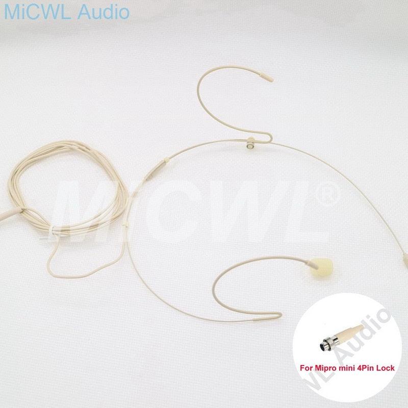 Head Worn Omni-directional Beige Headset Microphone For Sennheiser Shure AKG Samson Audio Technica Mipro 3.5 External Lock - MiCWL Audio Inc