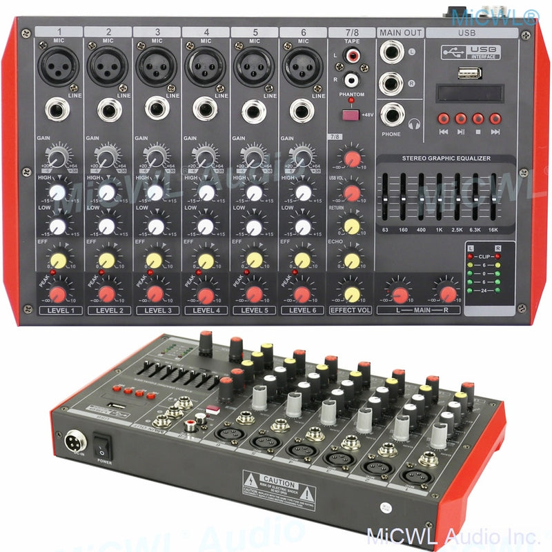 Pro MG12 Bluetooth Portable 12 Channel Audio Mixer Sound Mixing Console USB MP3 7-Band EQualizer DJ Live Mixer MG6 6 Channel