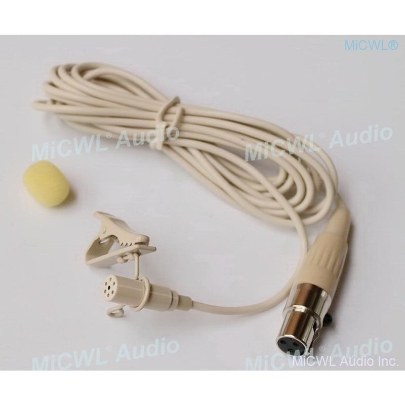 Beige Clip Lavalier Microphone For AKG Samson Gemini Wireless BeltPack Transmitter TA3F XLR mini for Karaoke Sing Speech - MiCWL Audio Inc