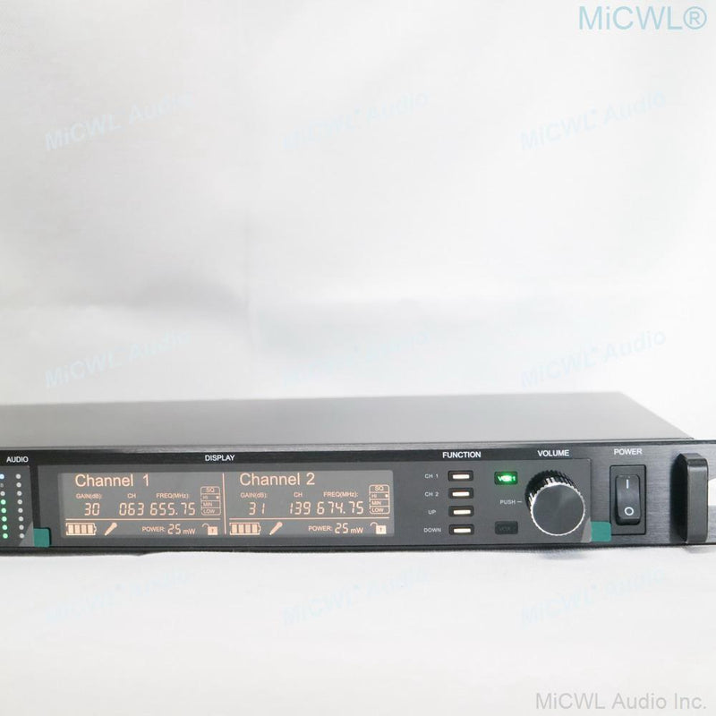 MiCWL Audio Original AD4D True Diversity Digital Wireless DJ Karaoke Stage Sing Microphone System Metal Silver KSM8 500m Range - MiCWL Audio Inc