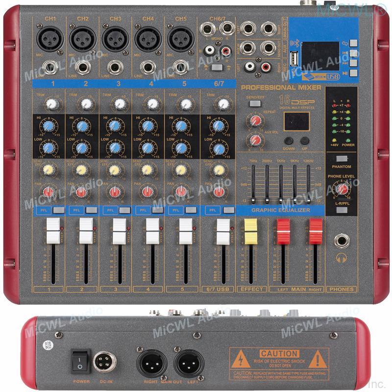 MICWL 9 Channel Live Audio Microphone Mixers Mixing Console De Mixage Consola Stereo Bluetooth XLR 48V Phantom Power Sound Card - MiCWL Audio Inc