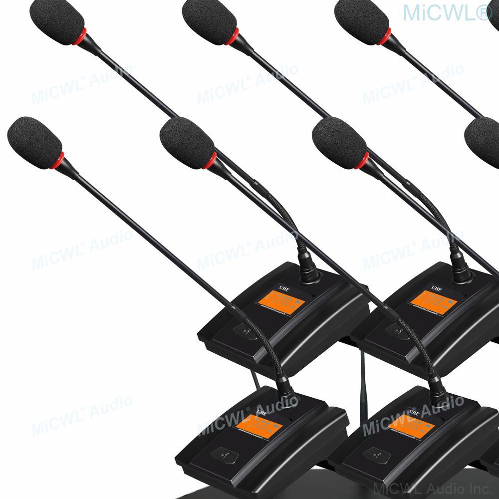 Professional UHF Adjustable Frequency 8 Table Conference Wireless Microphone System High Sensitivity Large Range Mics - MiCWL Audio Inc