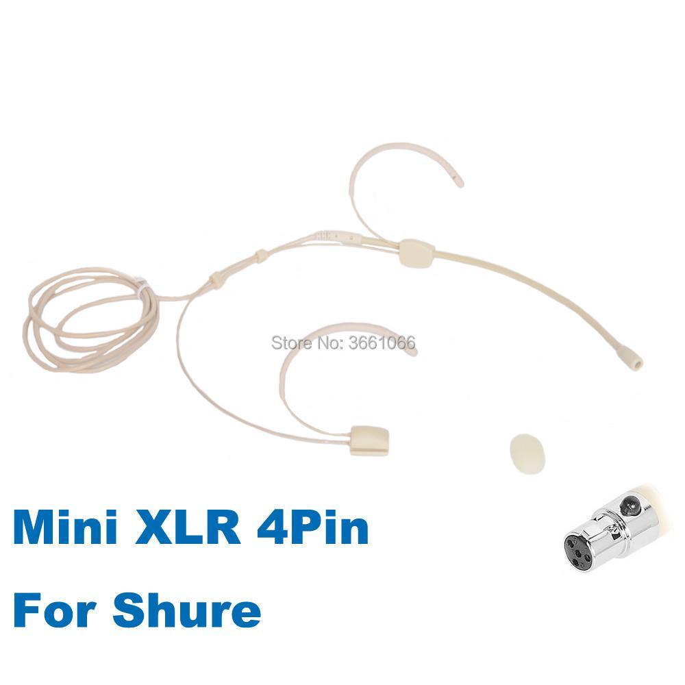 Omidirectional Microdot Headset Microphone For SHURE Wireless System Head-mounted Headworn - Mini XLR Ta4f Connector 4SH-003 - MiCWL Audio Inc