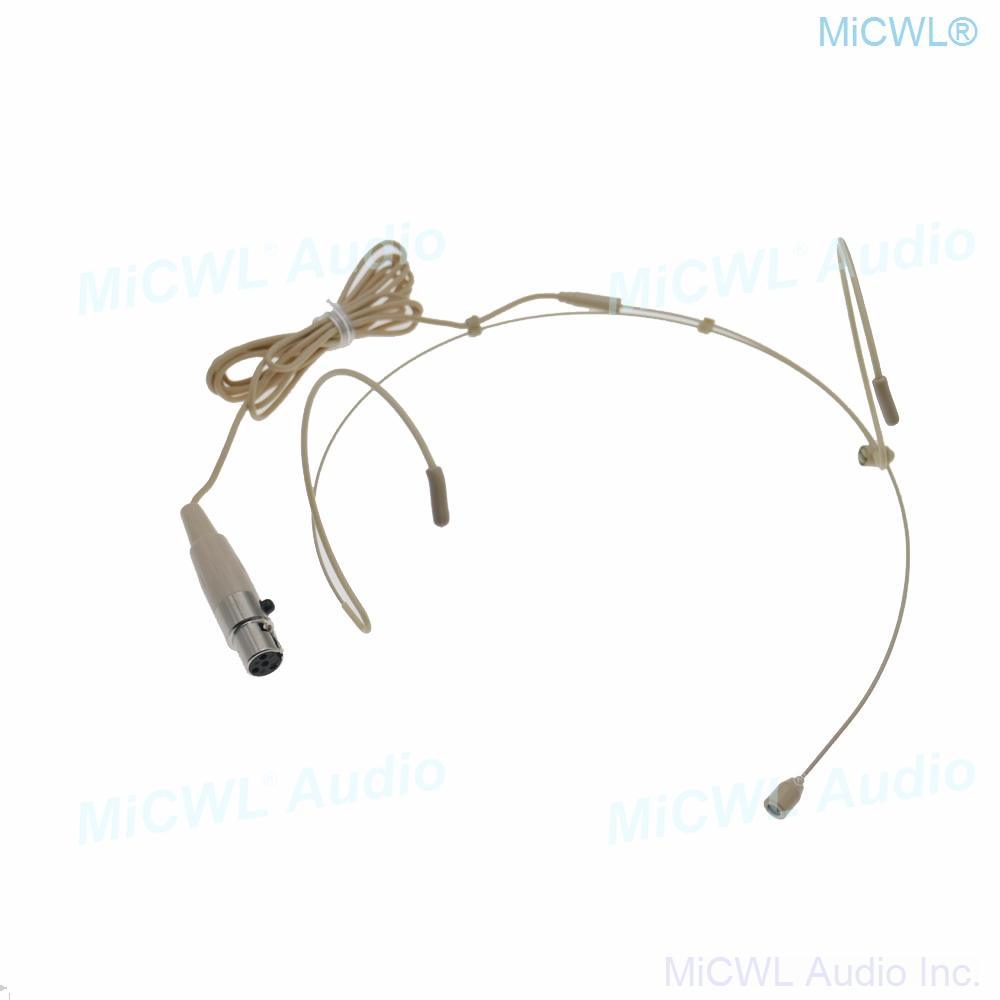 Beige Double ear Headset Audio Microphone For Shure BeltPack XLR mini 4Pin - MiCWL Audio Inc