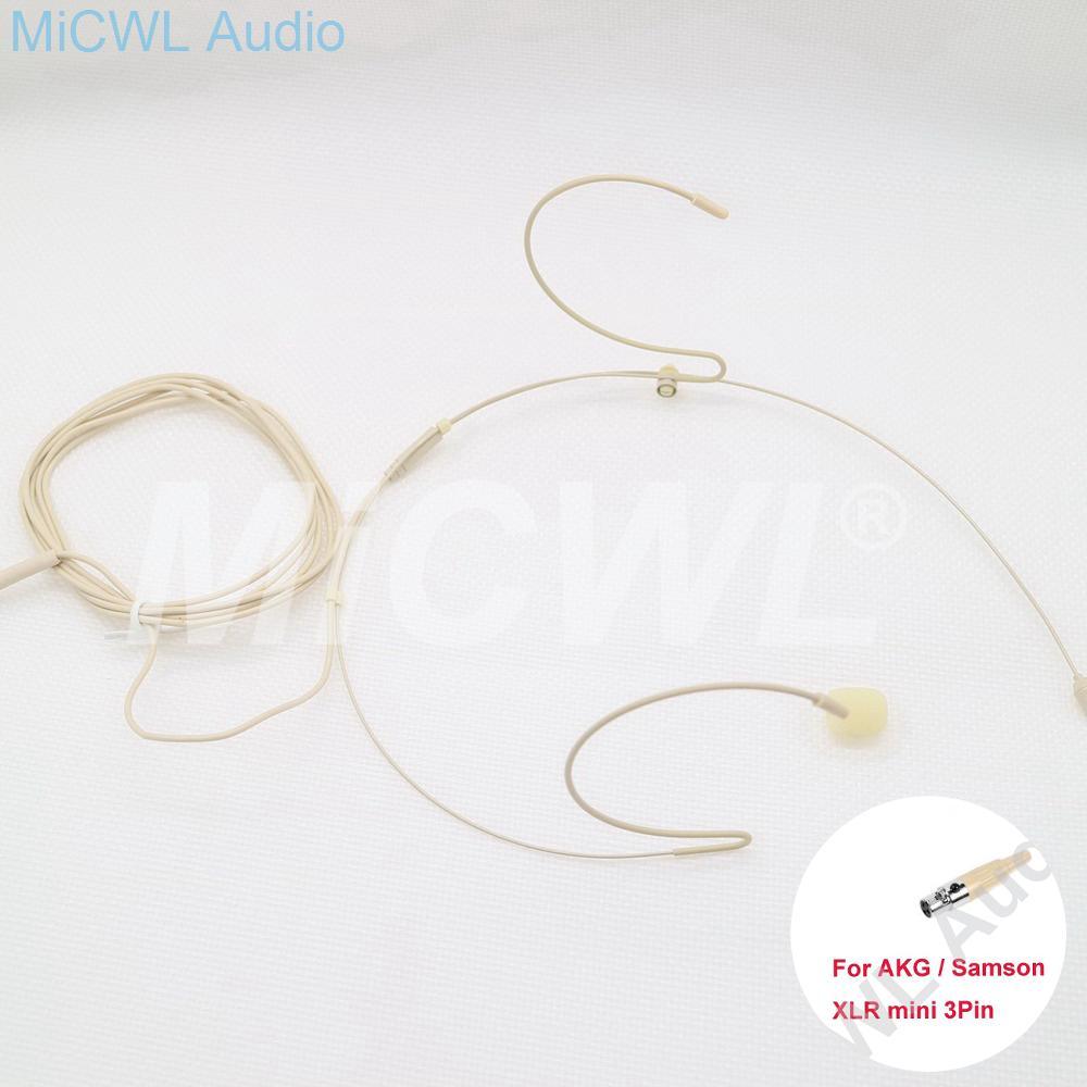 Head Worn Omni-directional Beige Headset Microphone For Sennheiser Shure AKG Samson Audio Technica Mipro 3.5 External Lock - MiCWL Audio Inc