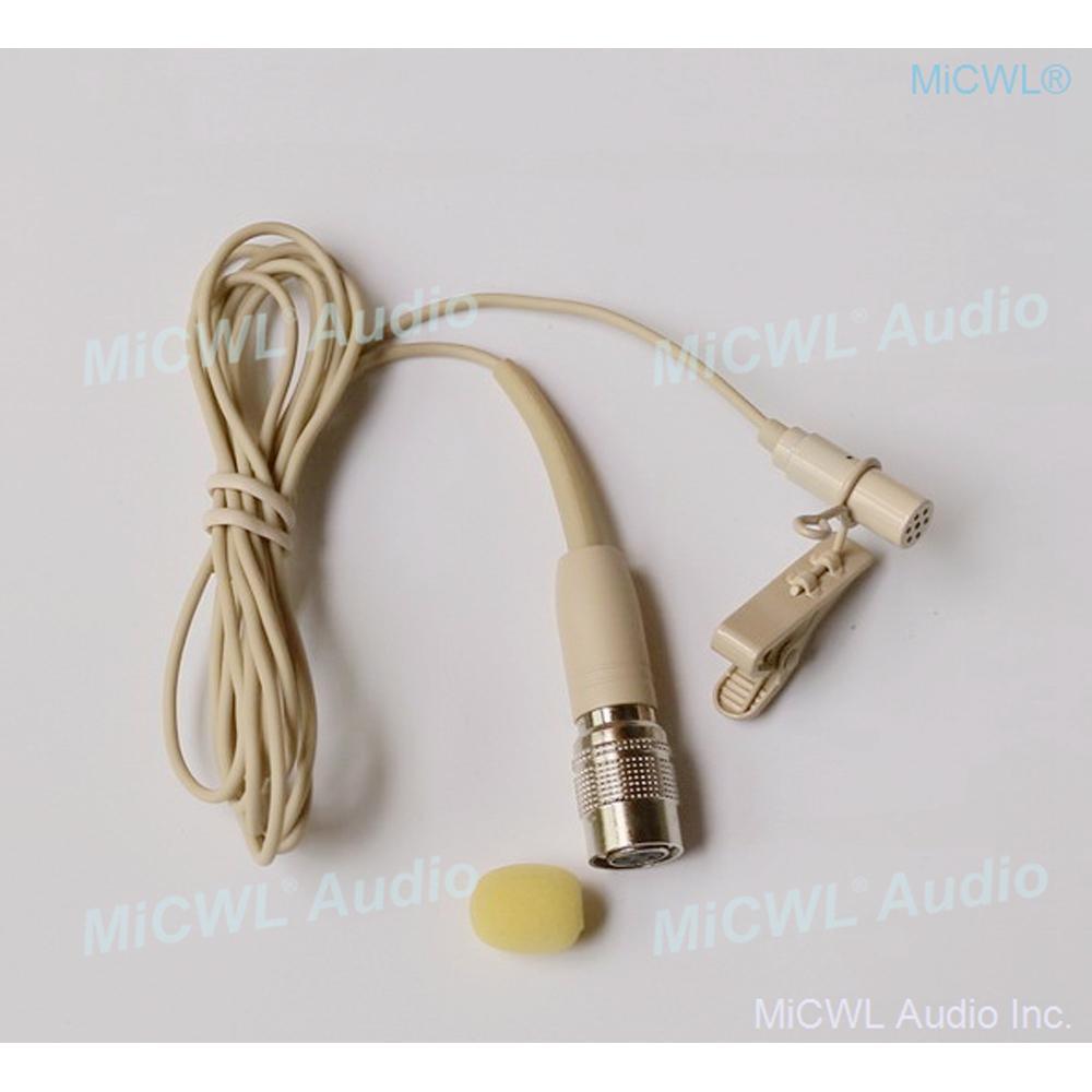Beige Clip Lapel Microphone For Audio-Technica Wireless BeltPack Transmitter Hirose 4Pin Karaoke Sing Speech Instrument Mics - MiCWL Audio Inc