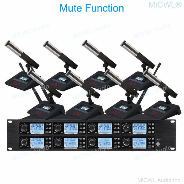 MiCWL 360 ° Rotating Wireless Conference Microphone 8 Long Gooseneck Desktop Meeting Room System 6.35mm Output Balanced Mix Out