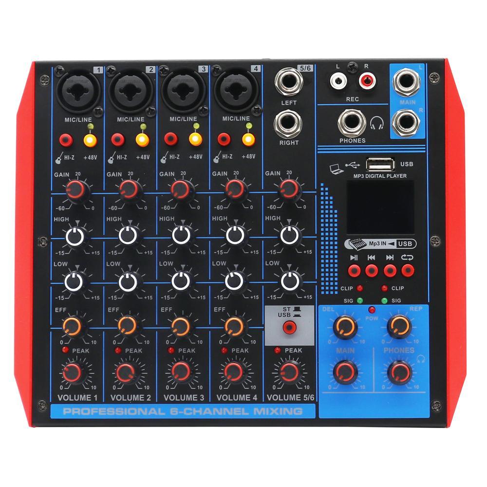 6 Channel Condenser Dynamic Microphone Digital Sound Card Bluetooth USB Mixer Computer PC Laptop Live 48V Audio Console Guitar - MiCWL Audio Inc