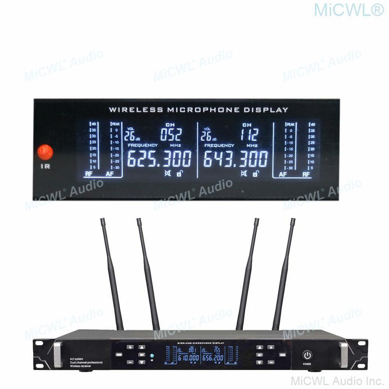 ACT708 Dual Channel Karaoke Wireless Microphone System 2 Handheld Headset Stage Performance True Diversity Microfones - MiCWL Audio Inc