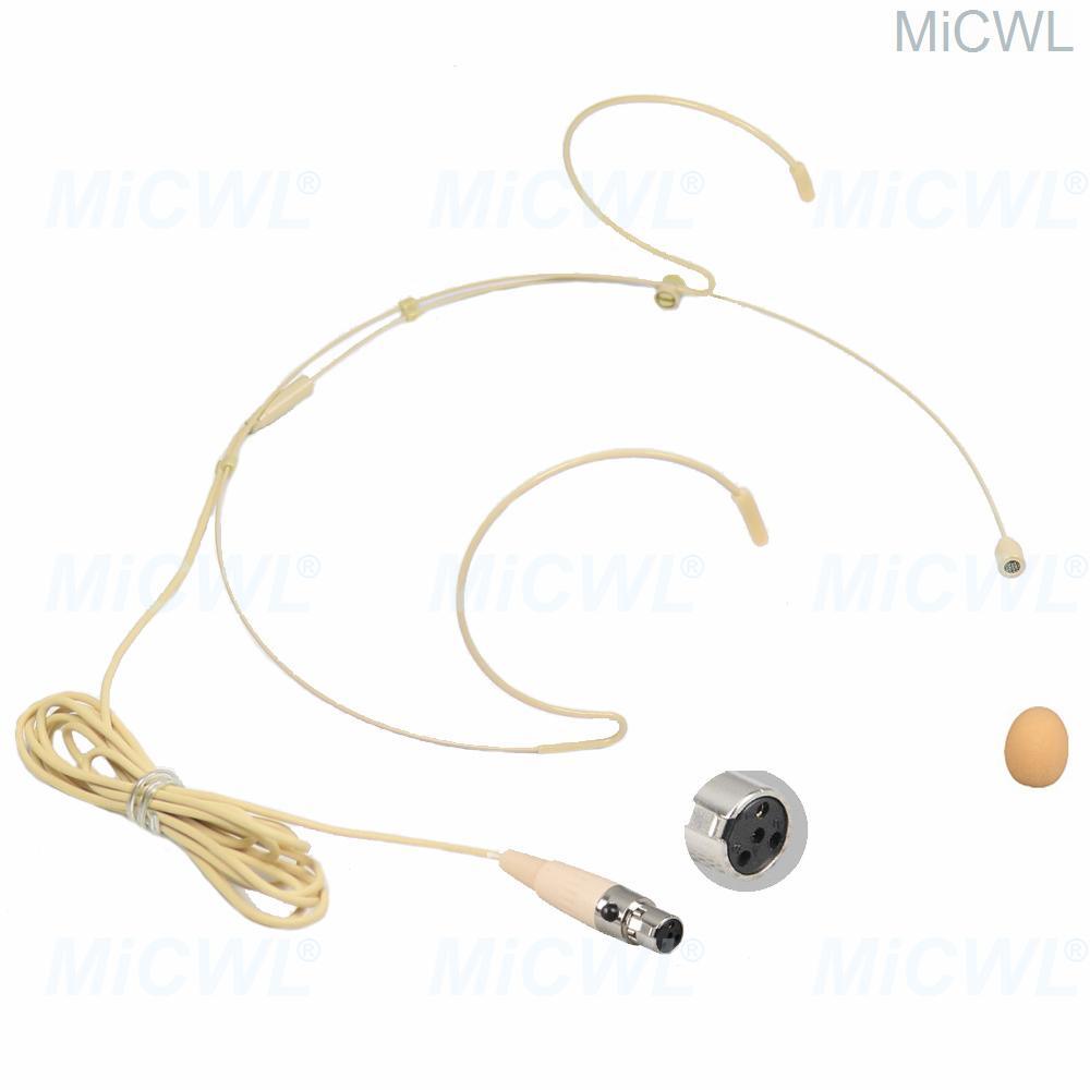 Beige Wireless Headset Microphone For SHURE ULX4D KCX GLX SLX BodyPack Transmitter TA4F mini Black Color - MiCWL Audio Inc