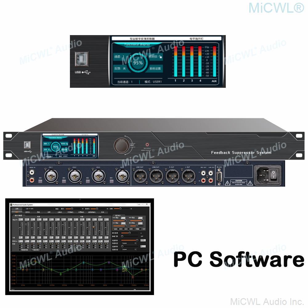 RX-2400 Digital Feedback Suppressor Reduction Mixer Frequency Shift Device Anti-noise Processor Audio Equalizer with PC Software - MiCWL Audio Inc