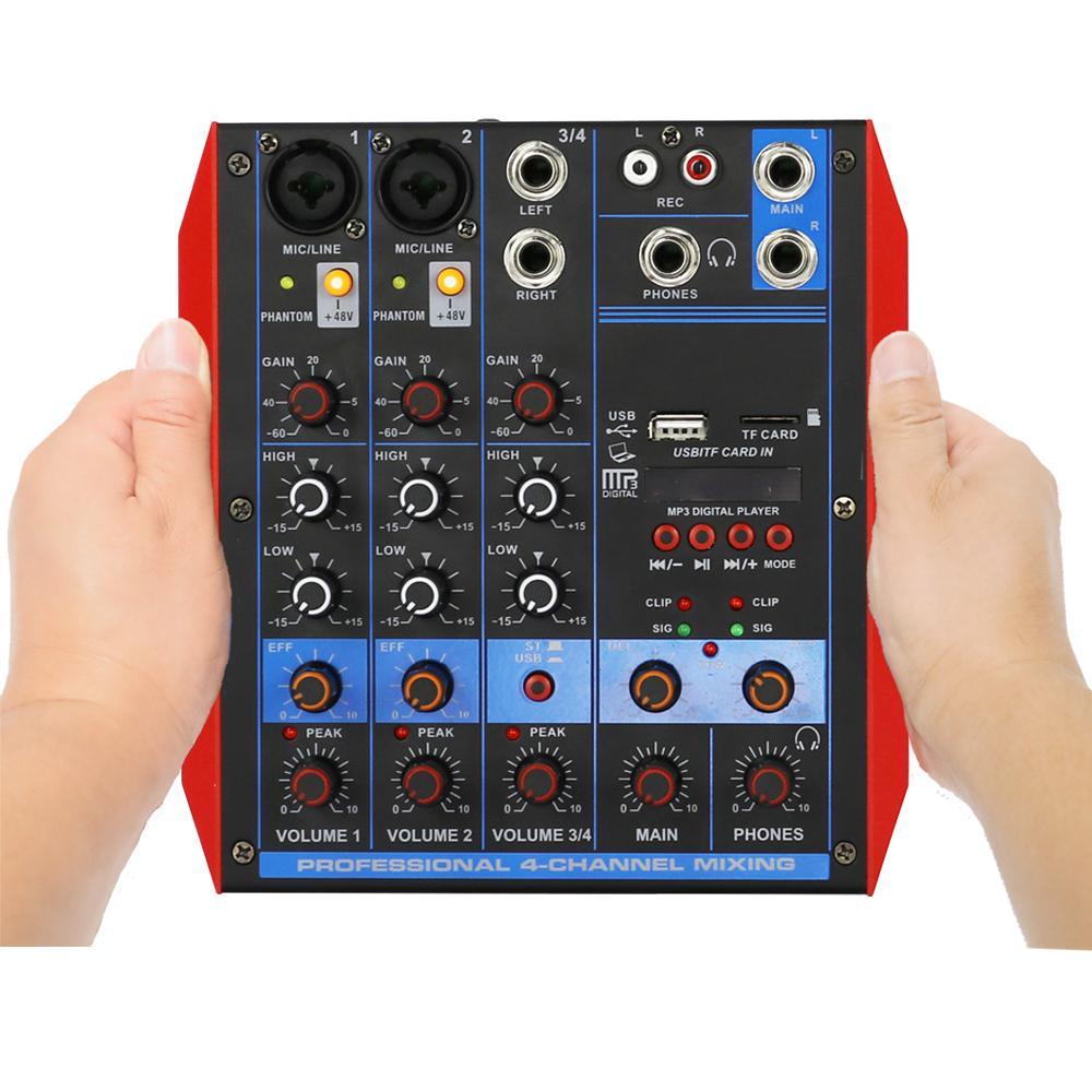 Original YAMAH Mini 4 Channel Karaoke DJ Laptop PC Live Mixer 2+2 Sound Card Mixing Console with USB Bluetooth 48V Phantom - MiCWL Audio Inc