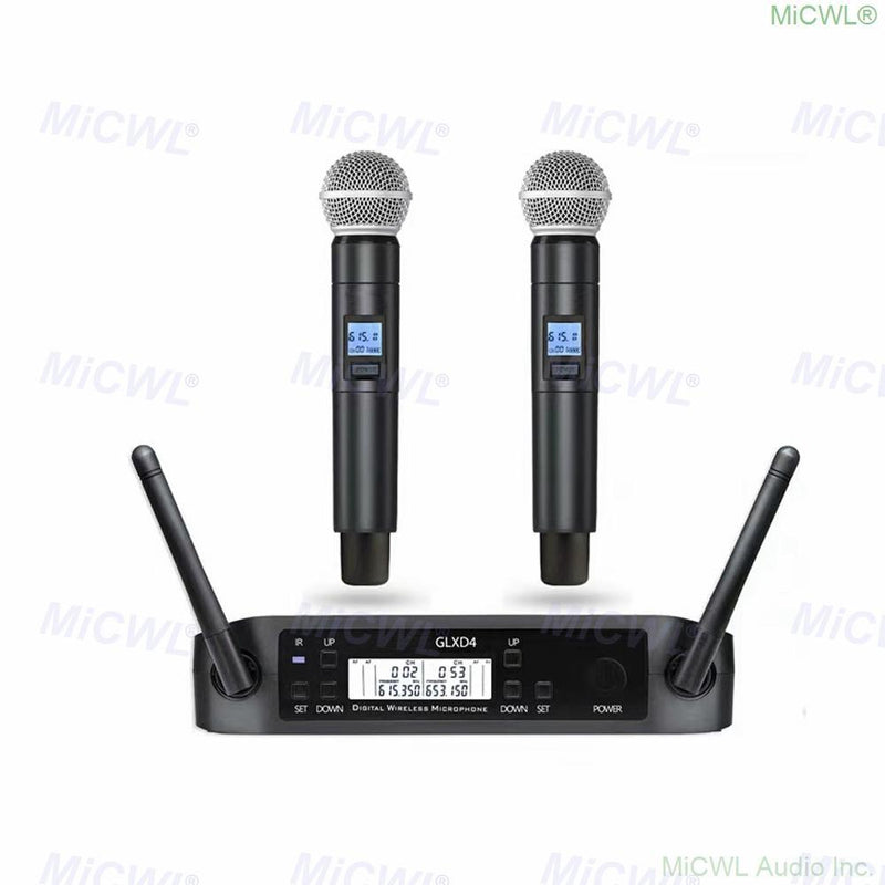 New Design GLXD4 Duall Handheld Audio Microphone System UHF Wireless 2 Handheld KTV Stage Performance Vocal Sets