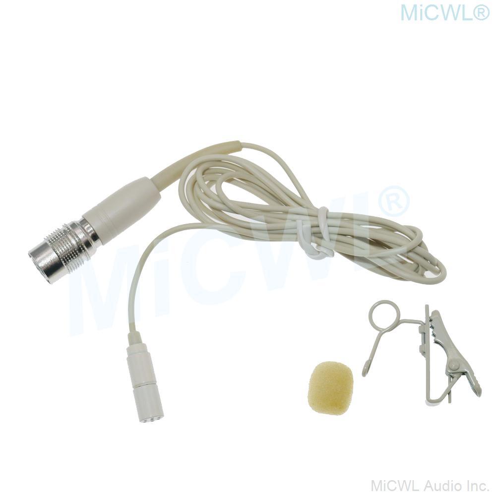 ATW2500 Beige Wireless Tie Clips Microphone For Audio Technica Lavalier Lapel BeltPack Transmitter Hirose 4Pin - MiCWL Audio Inc