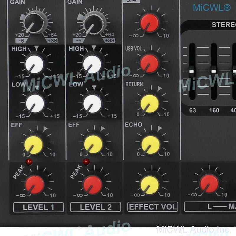 Portable Mini 6 Channel 400W Amplifier Power Mixer Bluetooth Mixing Console Karaoke Music Live Mixer 2 Channel AMP - MiCWL Audio Inc