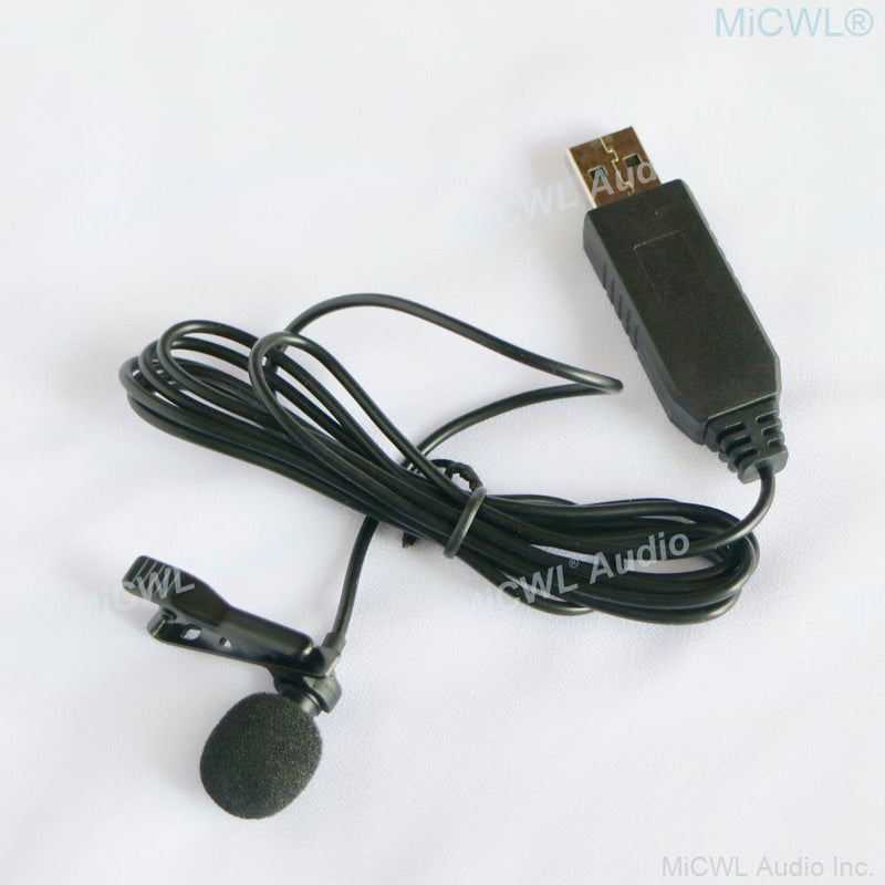 Black USB Microphone Tie Clip Lavalier Computer Laptop Mics - MiCWL Audio Inc