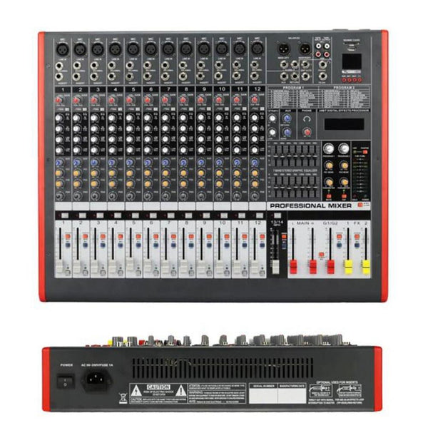 Professional 12 Channel Mixer Double Marshalling Group Stage Performance Music Recording Mixing Console Gain EQ AUX 24 BIT