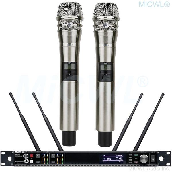 MiCWL UR24D True Diversity Audio Wireless Microphone 2 KSM8 Handheld Digital Stage Vocal Concert System 4 Aerial Large Range
