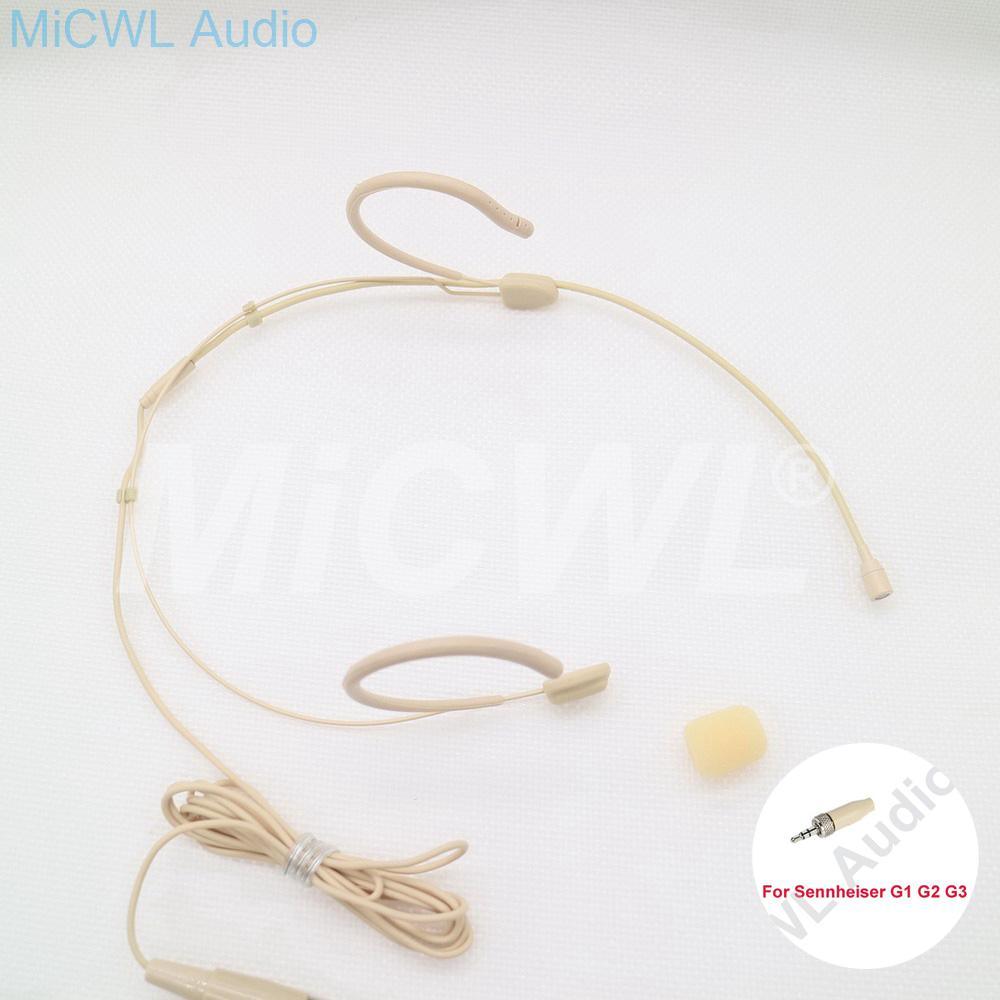 Beige Headset Omni-directional Condenser Headworn Microphone For Sennheiser Wireless System With Bodypack Transmitter - MiCWL Audio Inc