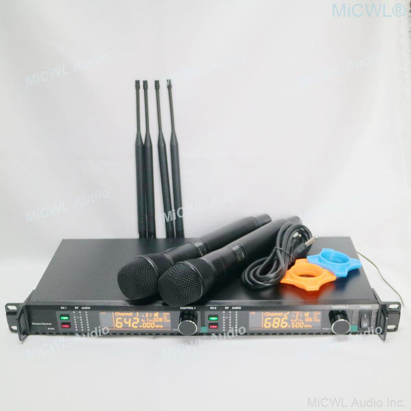 Large LED Digital Display AD4D Wireless Microphone DJ Karaoke Stage Sing Studio UHF 400 Channel True Diversity System 500m - MiCWL Audio Inc