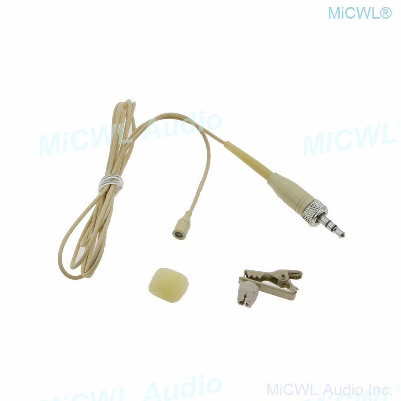 AVX2 Tie Clip Hidden Lavalier Lapel Microphone For Sennheiser G2 G3 G4 G5 Wireless BeltPack 3.5mm Lock Beige color - MiCWL Audio Inc