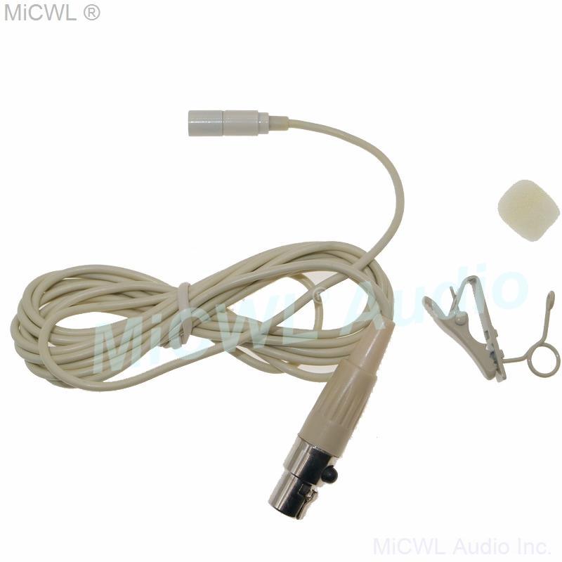 Beige Clip Lavalier Microphone For AKG Samson Gemini Wireless BeltPack Transmitter TA3F XLR mini for Karaoke Sing Speech - MiCWL Audio Inc
